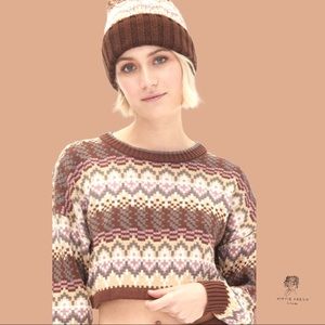 Aeropostale Fair Isle Cropped Crew Sweater Size M
